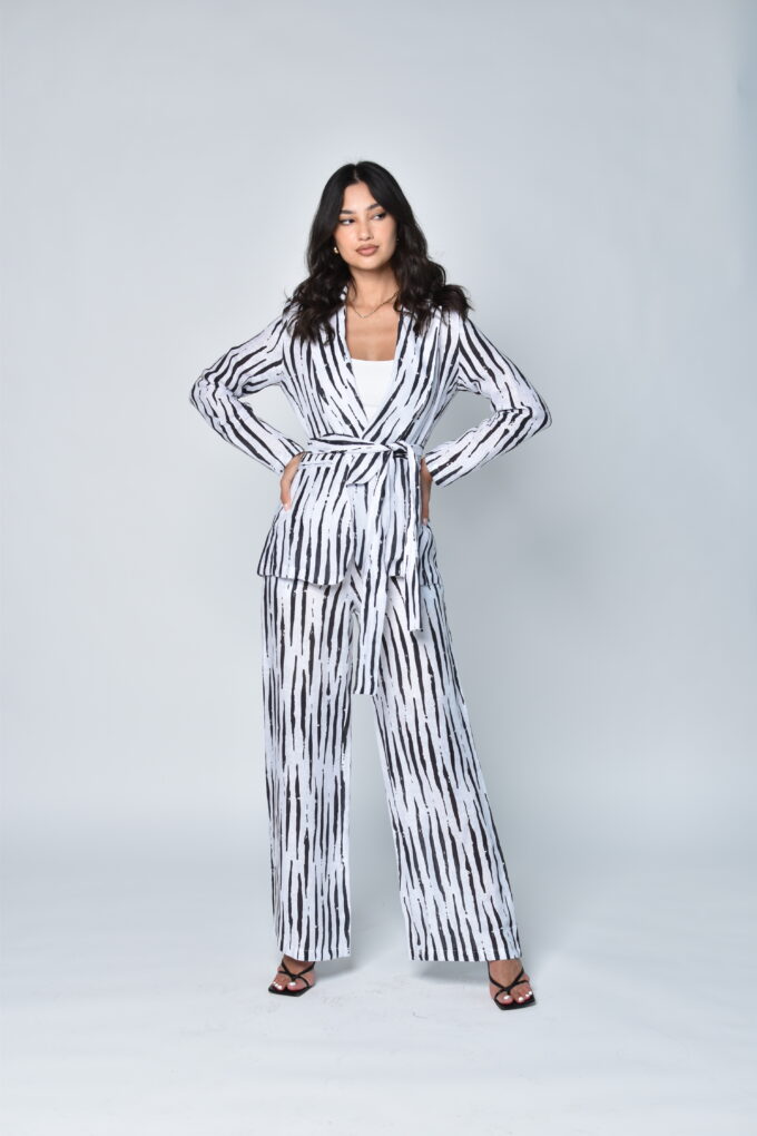 Italian Linen Stripes Blazer Set