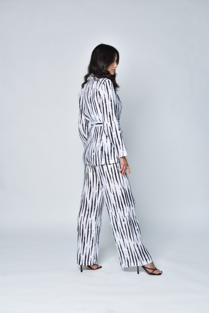 Italian Linen Stripes Blazer Set