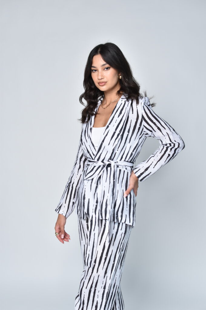 Italian Linen Stripes Blazer Set