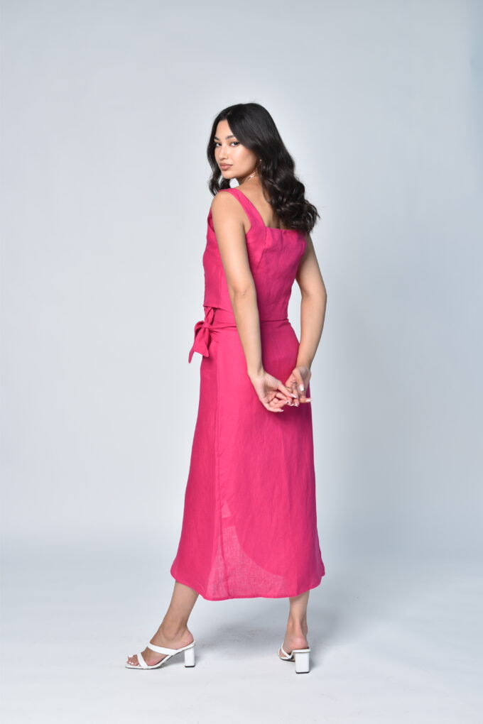 Italian Linen Pink Skirt Set