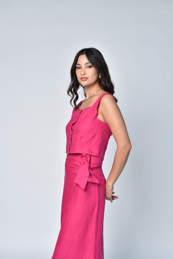 Italian Linen Pink Skirt Set