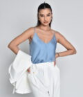Blue Satin Tank Top