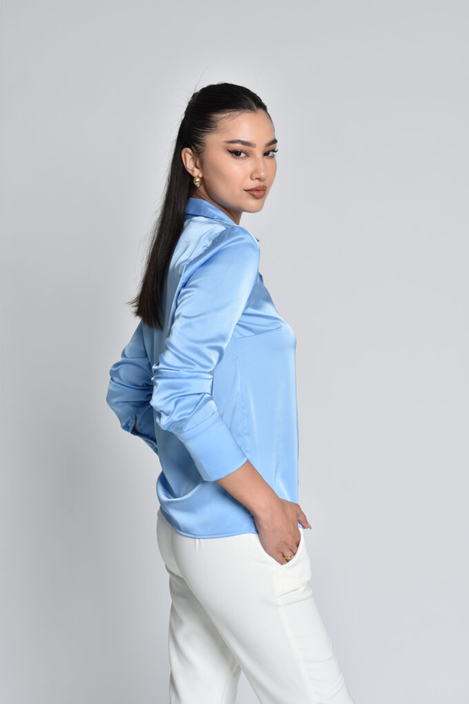 Blue Satin Shirt