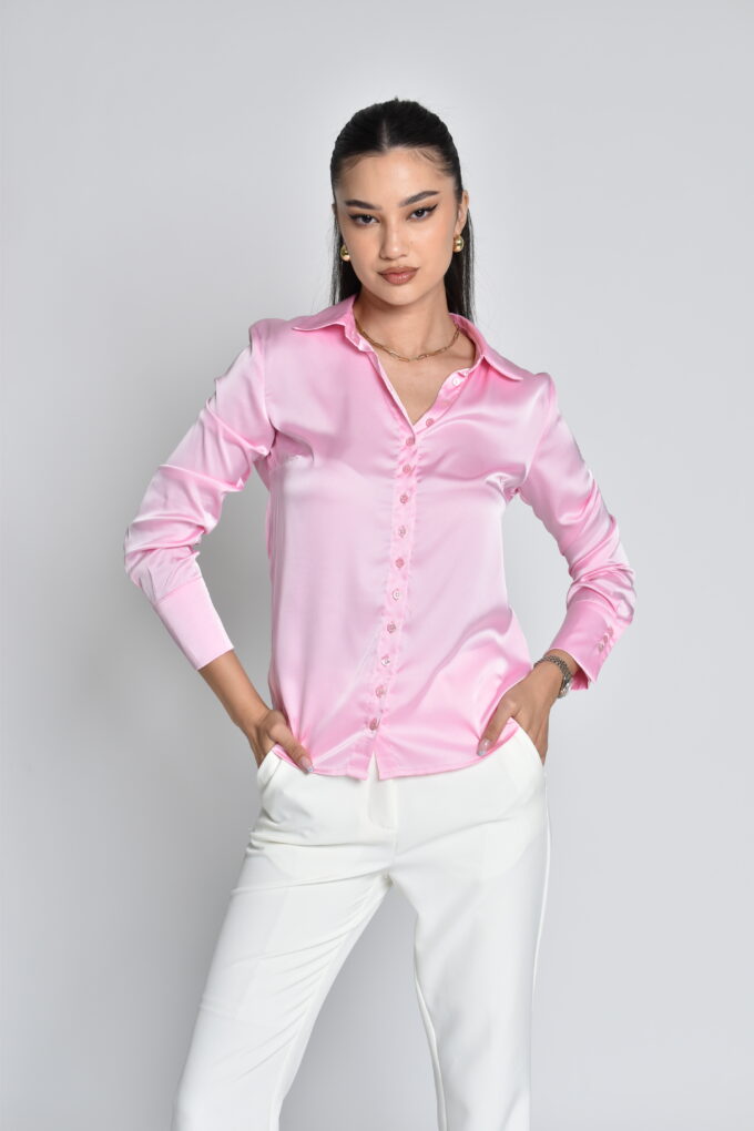 Pink Satin Shirt