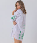 White Dress with Green Embroidery - Image 4