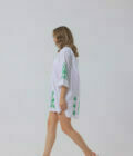 White Dress with Green Embroidery - Image 3
