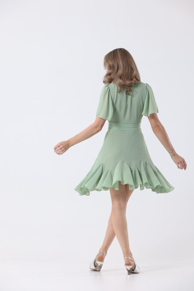 Sage Green Dress with Ruffles