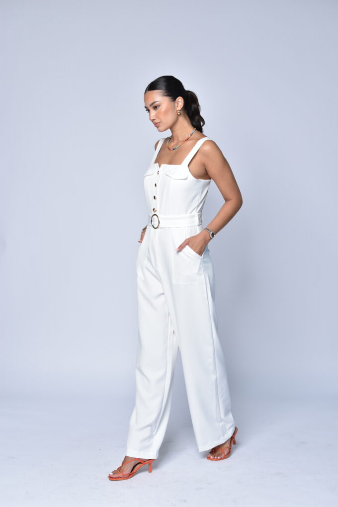 White Jumpsuit with belt
