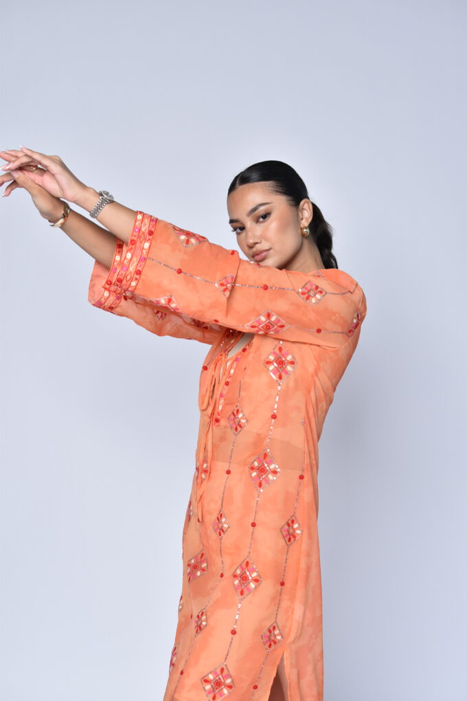 Orange Dress with embroidery