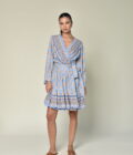 Blue Patterned Short Dress