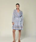 Blue Patterned Short Dress