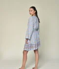 Blue Patterned Short Dress - Image 3