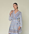 Blue Patterned Short Dress - Image 5