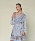 Blue Patterned Short Dress - Image 5