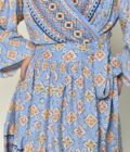 Blue Patterned Short Dress - Image 6