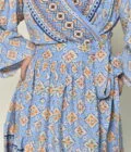 Blue Patterned Short Dress - Image 6