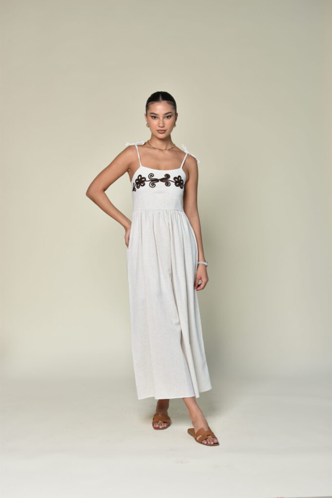 Beige Embroided Dress