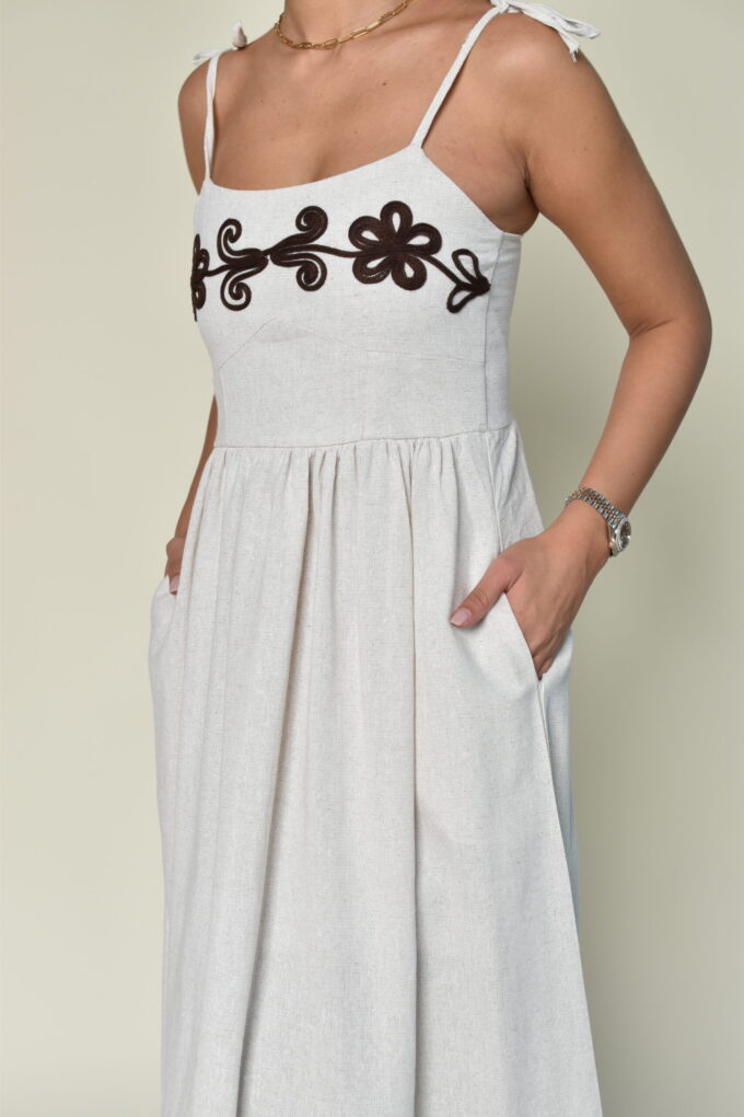 Beige Embroided Dress