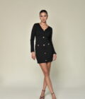 Short Black Dress with Gold Buttons