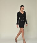 Short Black Dress with Gold Buttons - Image 4