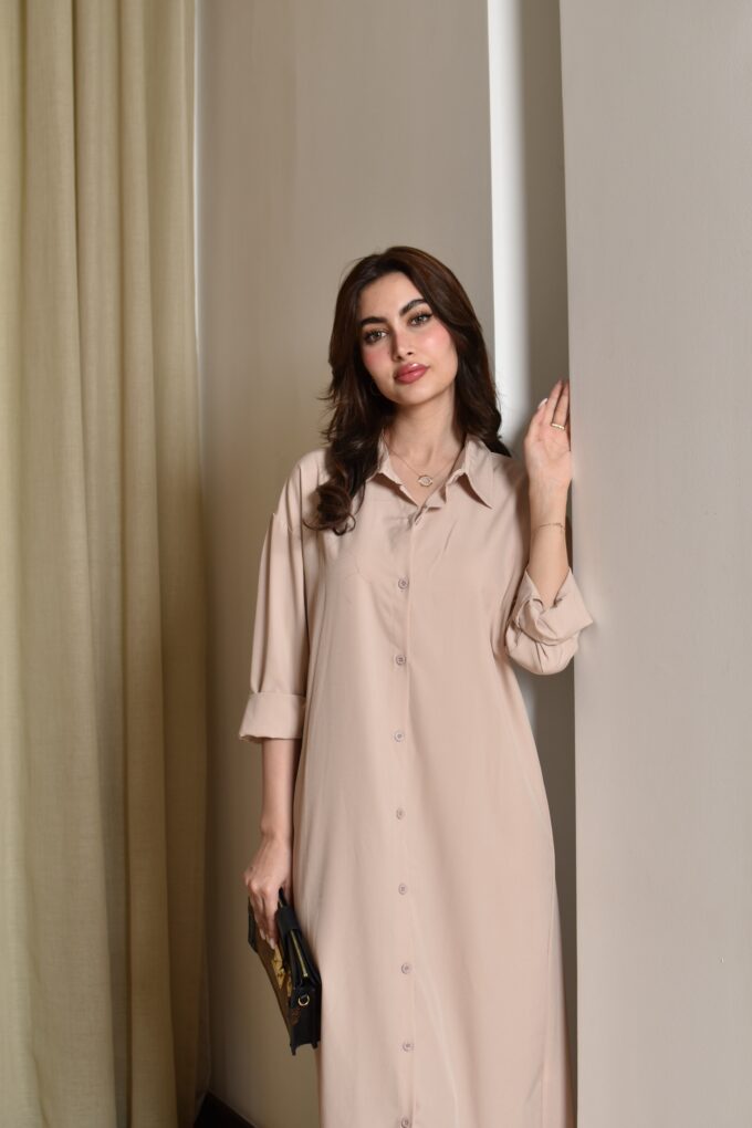 Beige Shirt Dress